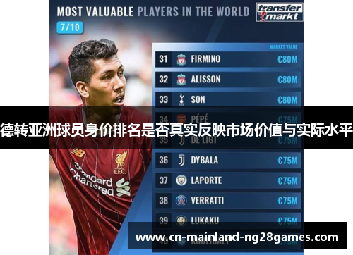 德转亚洲球员身价排名是否真实反映市场价值与实际水平 德转亚洲球员身价排名是否真实反映市场价值与实际水平