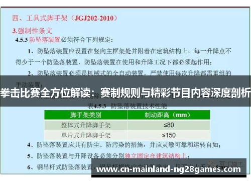 拳击比赛全方位解读：赛制规则与精彩节目内容深度剖析